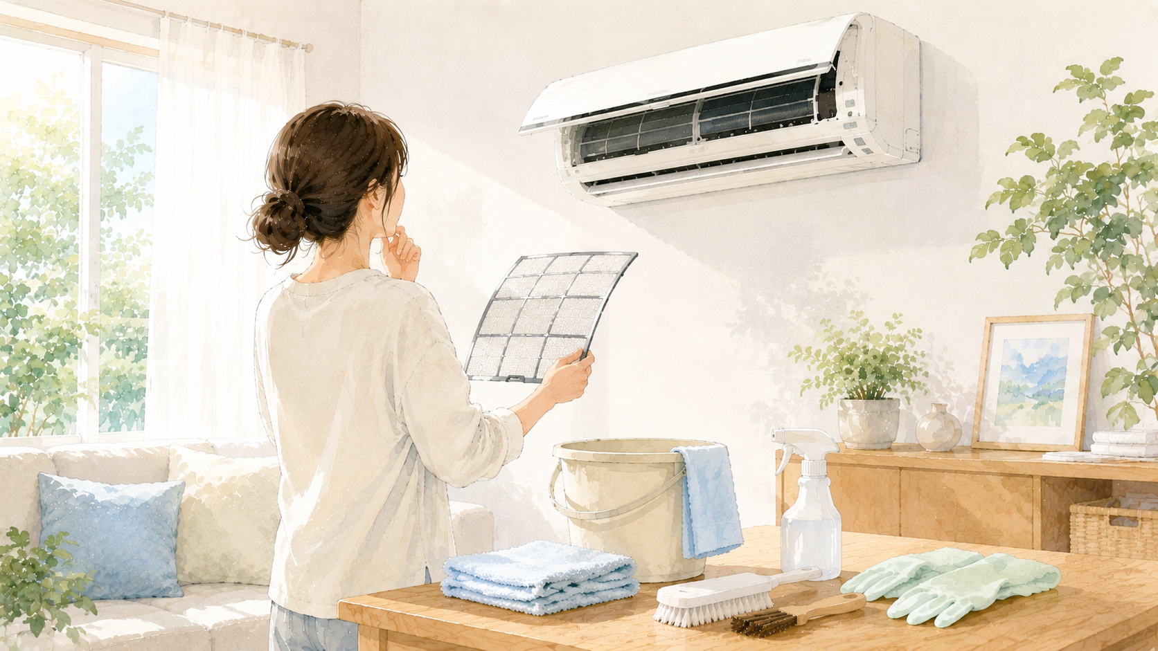 エアコン掃除で水濡れや無理な分解を避ける