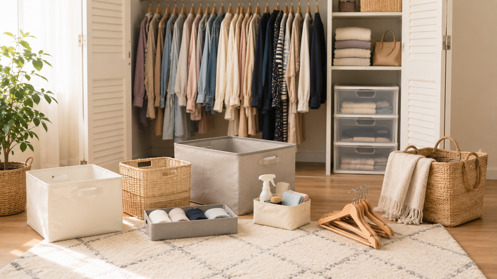 服を種類ごとに分けて整理する