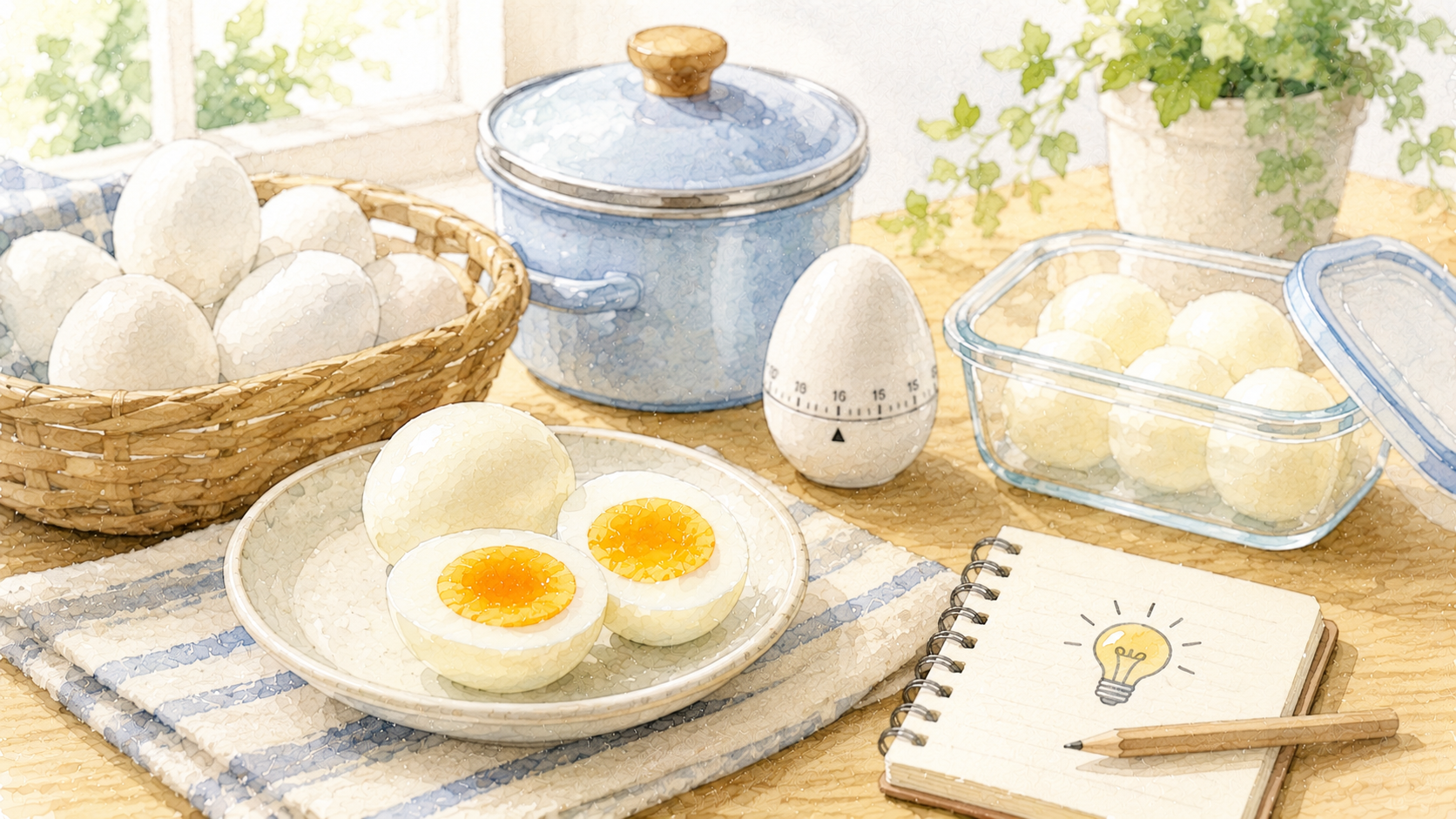 ゆで卵を保存して使う