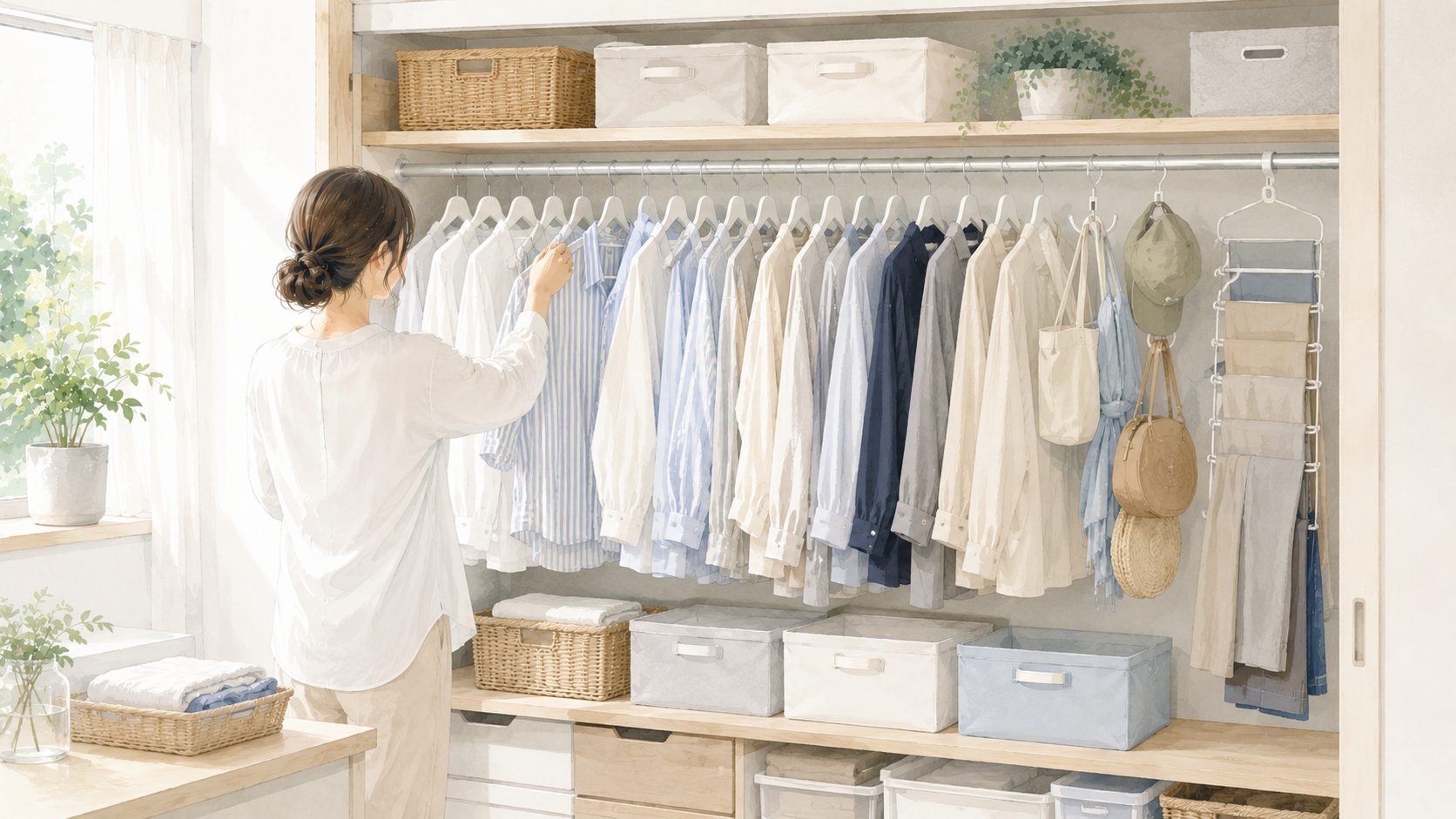 洗濯後の服をハンガーで戻しやすくする