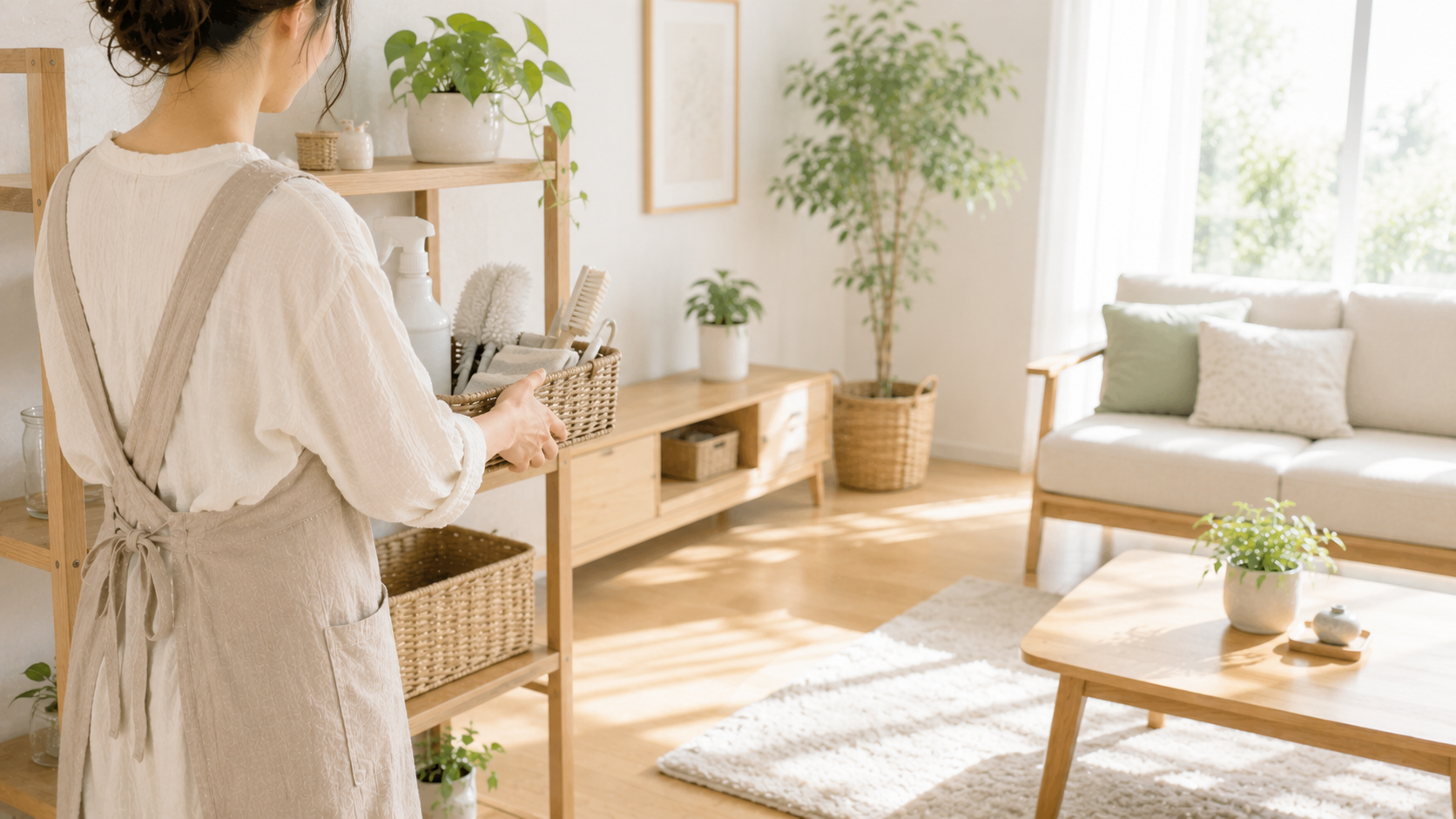 掃除道具を使う場所の近くに置く