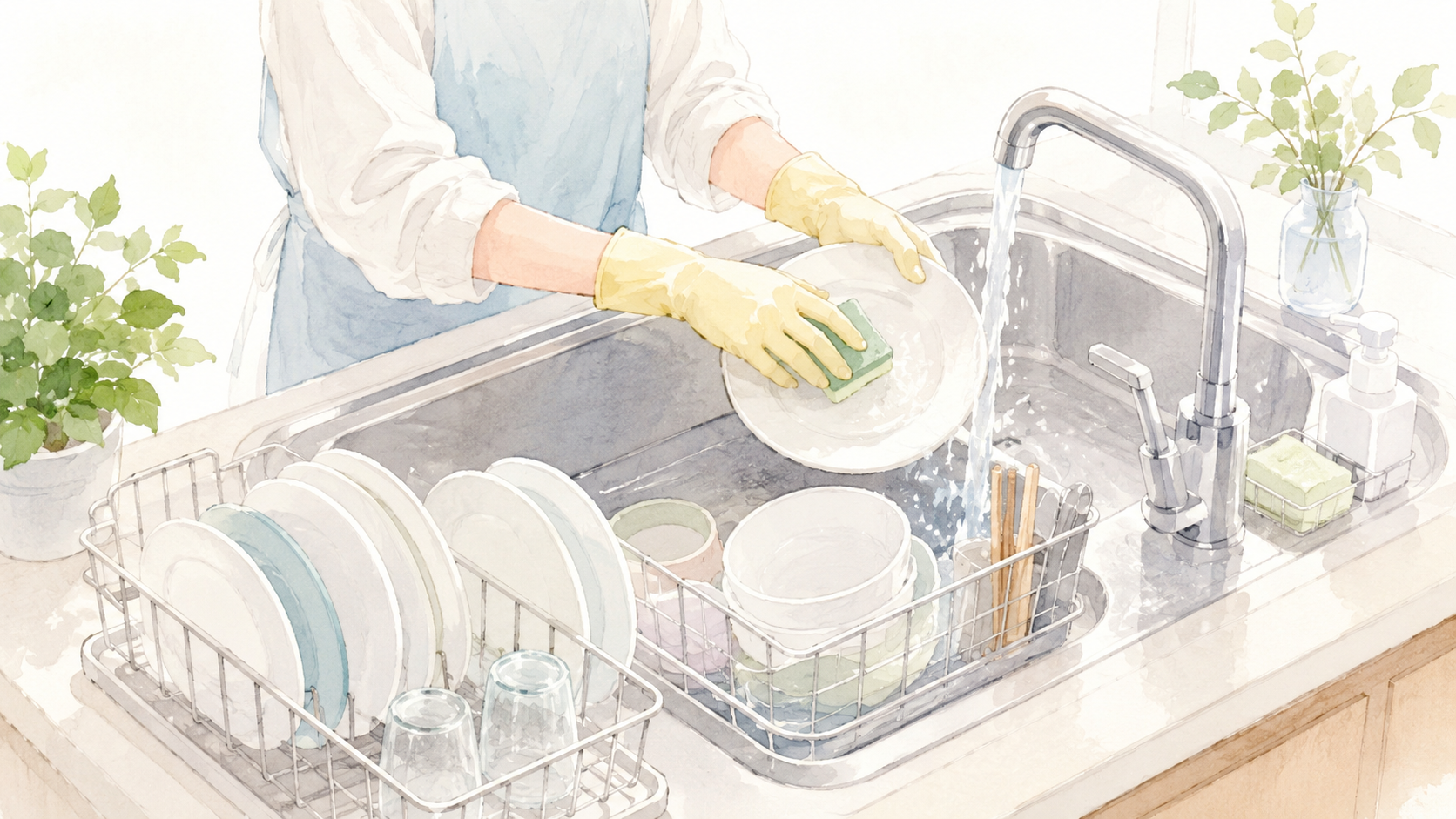 食後の食器洗いを短くする流れ