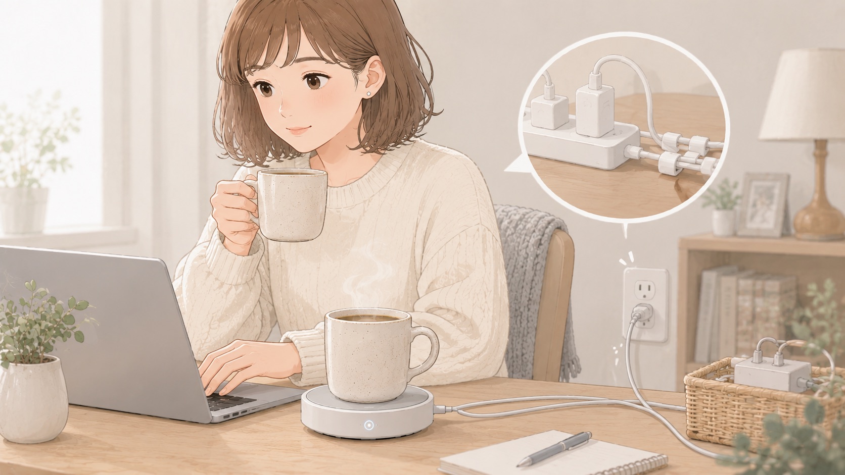 カップウォーマーを安全に使うための注意点を確認するイメージ