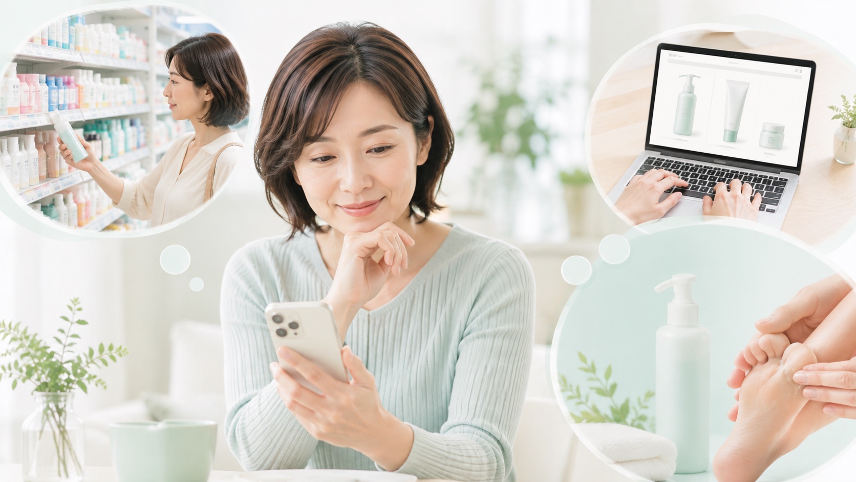 ネイチャーコンクのフットケアローションを買える場所を確認するイメージ