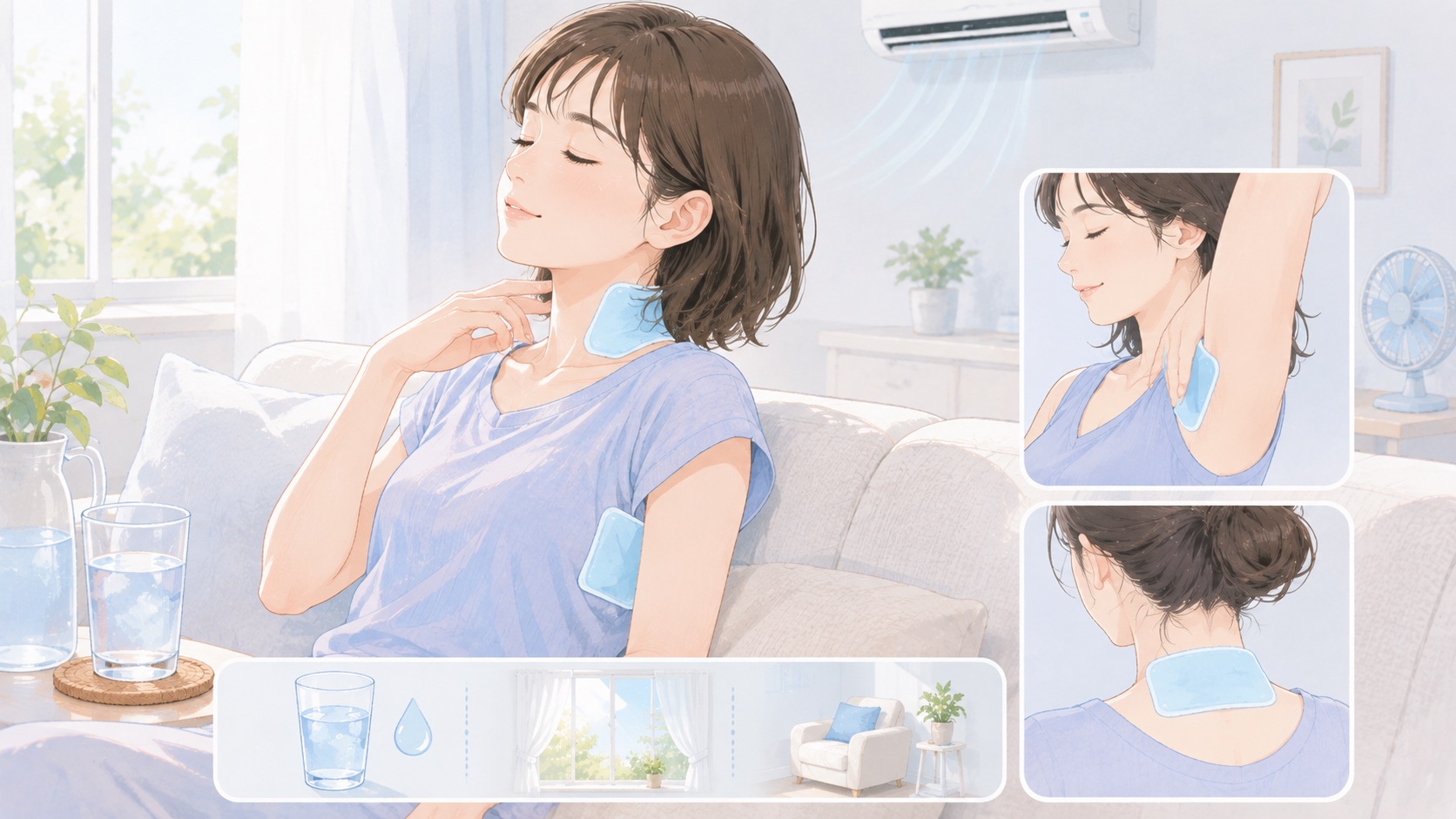 熱さまシートを安全に使うための注意点を確認するイメージ
