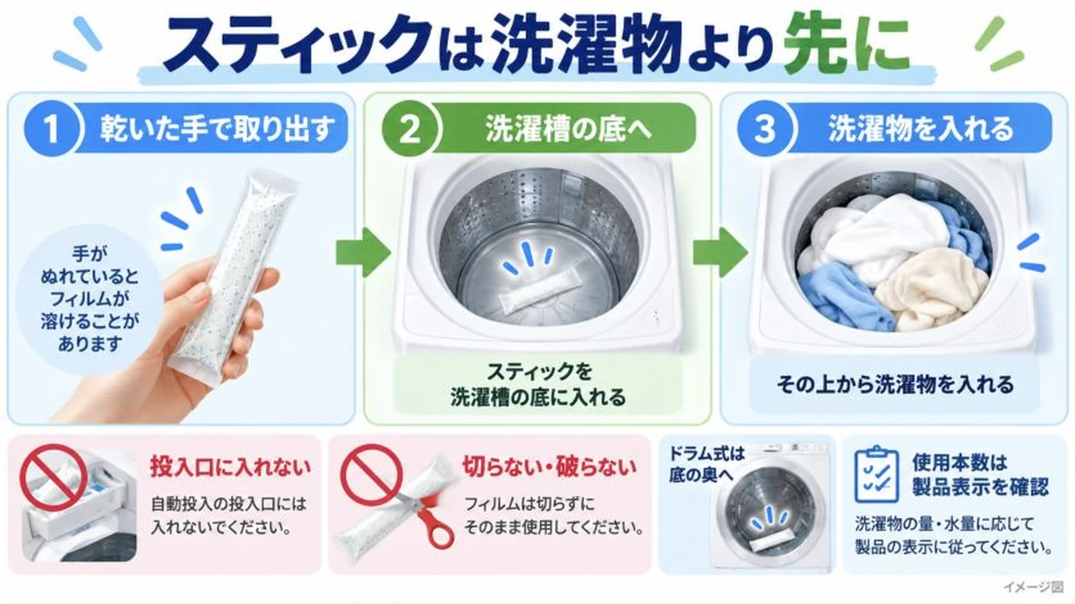 スティックは洗濯物より先に