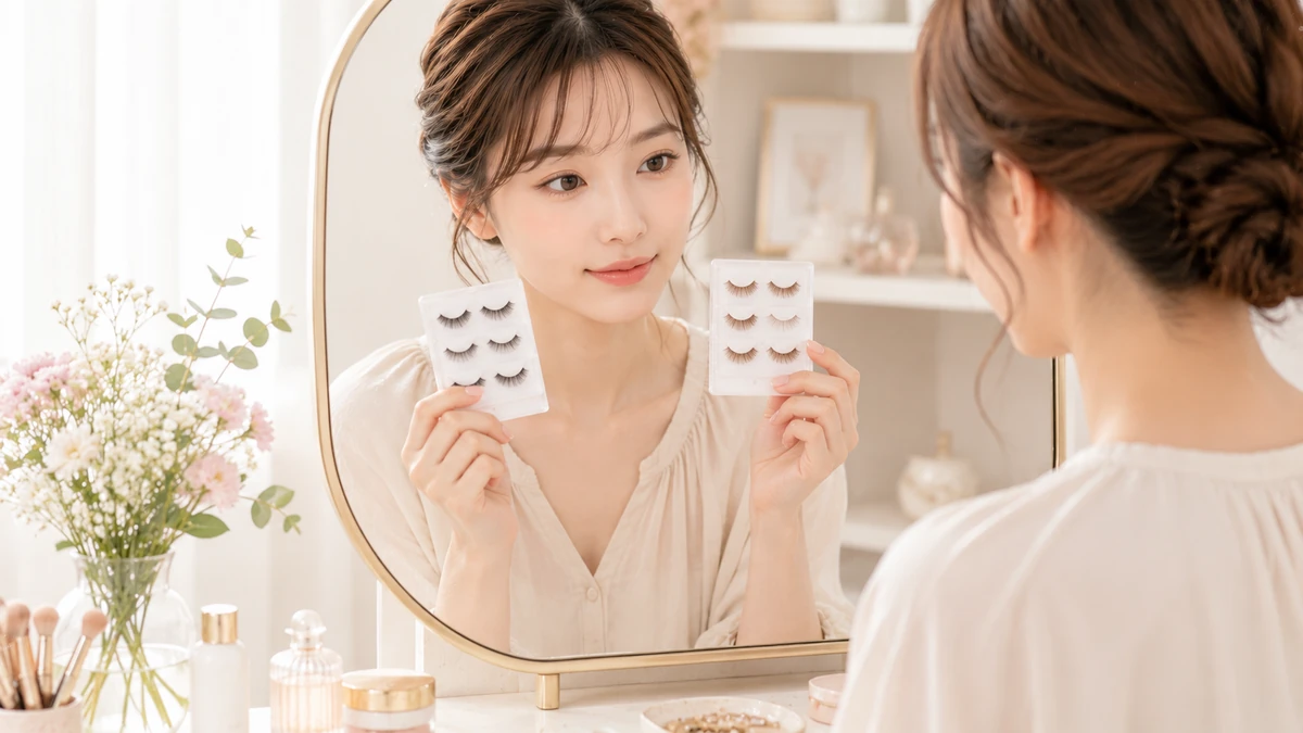 アイメイクに合うWOSADOのマグネットつけまつげを選ぶ女性