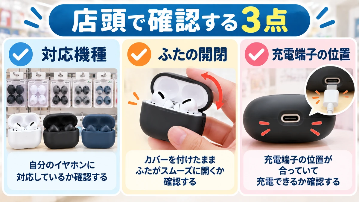店頭で確認する対応機種と端子の図解