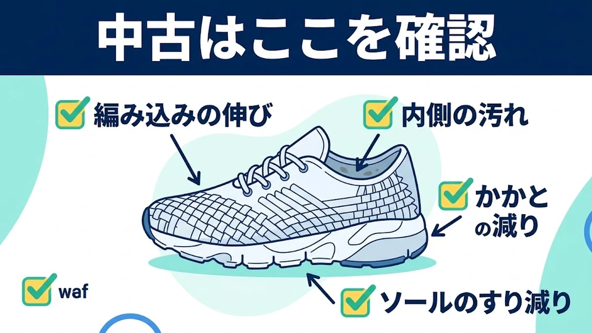 中古スニーカー購入前に確認する状態チェック図解