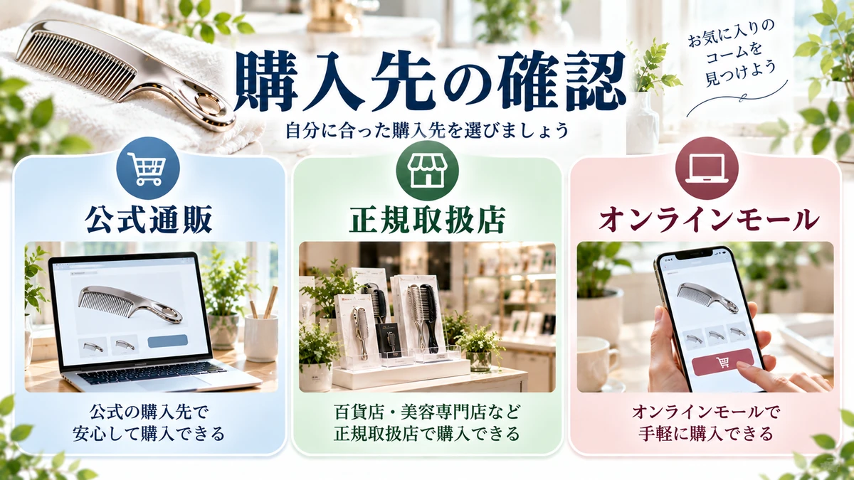購入先は「実物確認」「早く受け取りたい」「正規性」を軸に選ぶを分かりやすく示す図解画像
