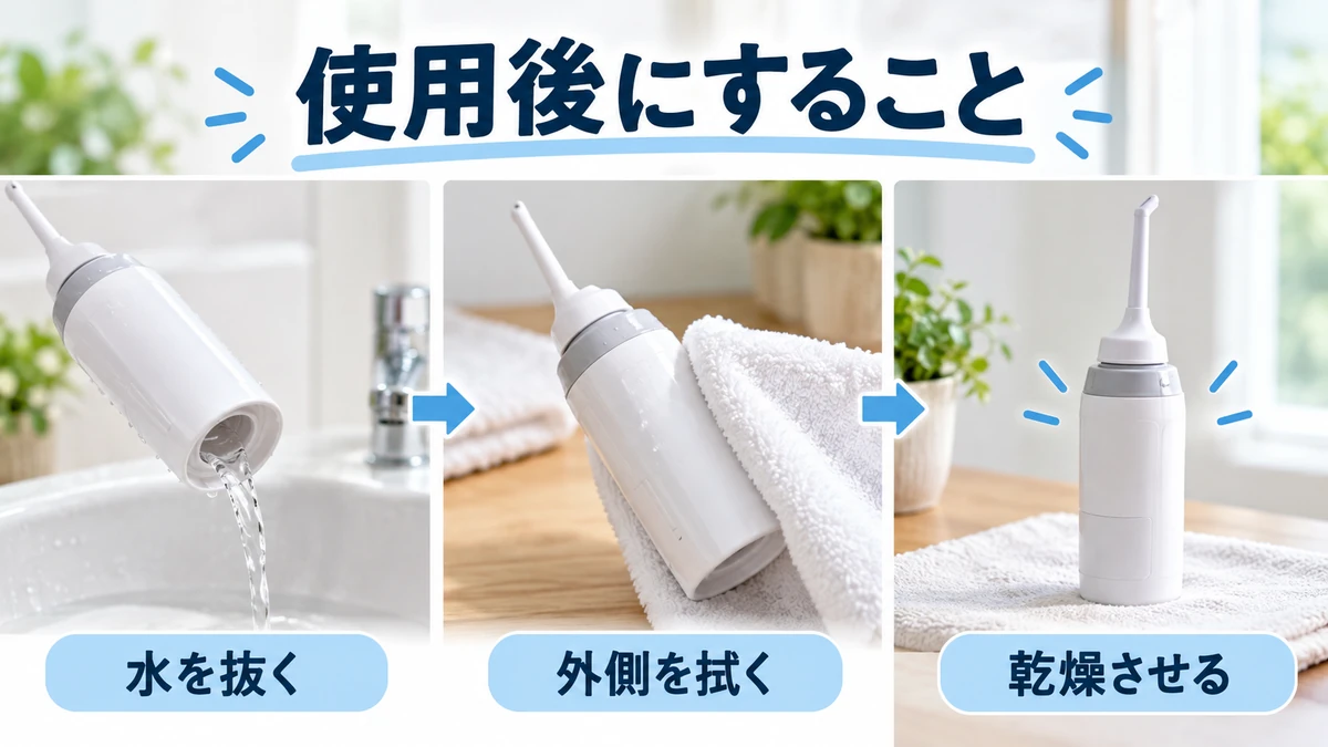 水は使用直前に入れるを分かりやすく示す図解画像