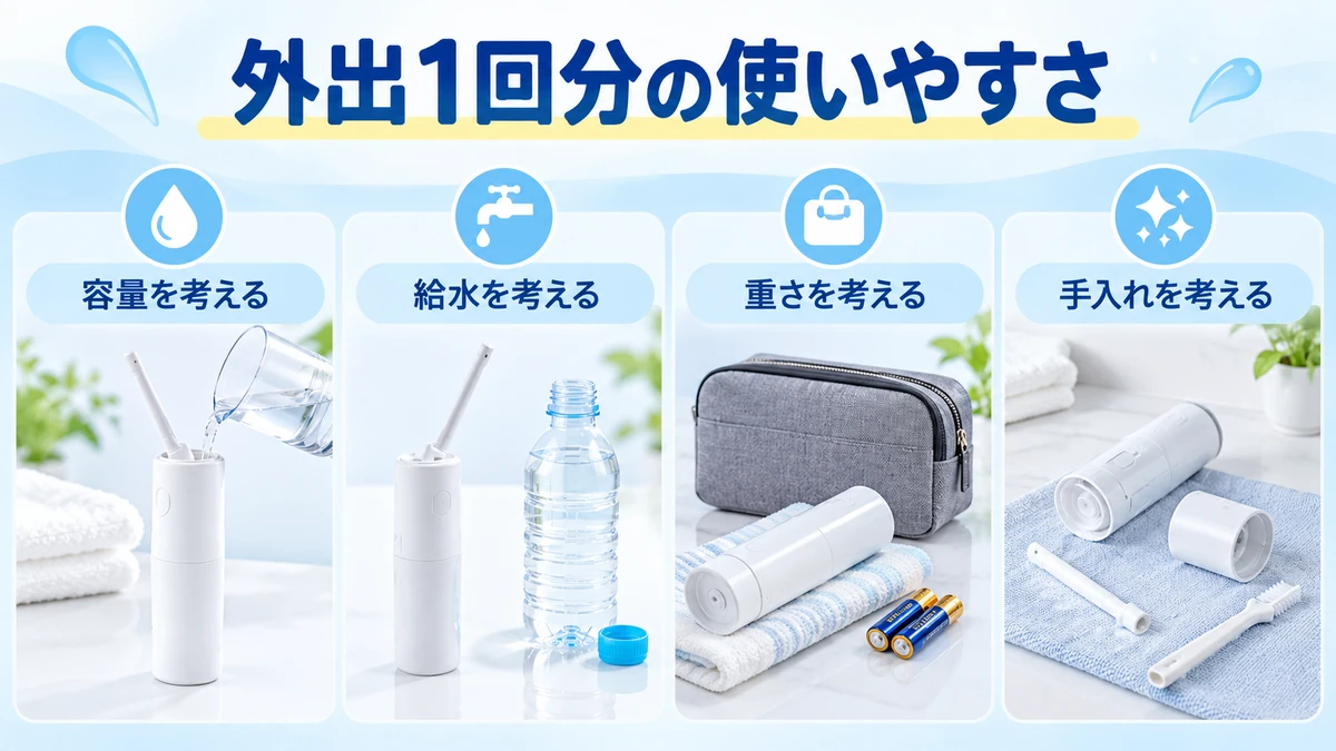 まず比べたいのは「水をどう用意するか」を分かりやすく示す図解画像