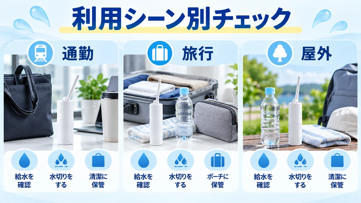 パナソニックは洗い心地と水量の調整を確認するを分かりやすく示す図解画像